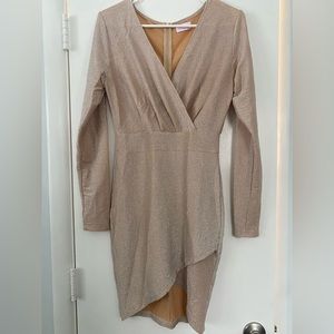 Champagne shimmer wrap dress -xs